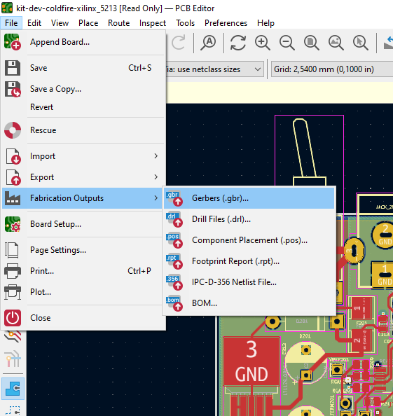 مسیر منو PCB Editor در KiCad 7